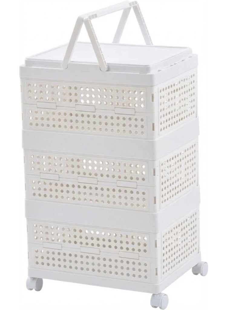 بلومنغ تايم سلة غسيل بعجلات بثلاثة أرفف - أبيض - Image 4