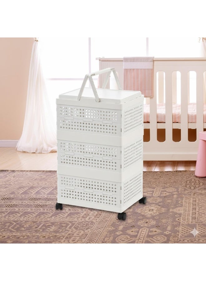 بلومنغ تايم سلة غسيل بعجلات بثلاثة أرفف - أبيض - Image 3