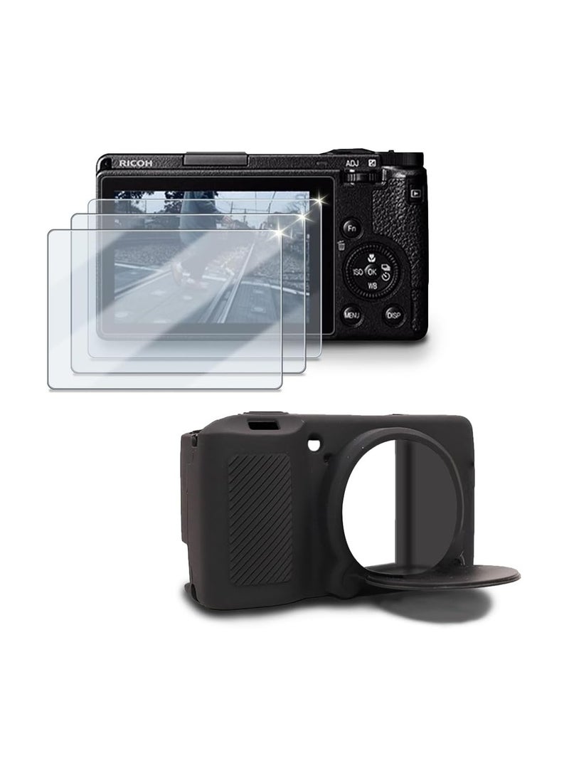 Screen Protector (3+1Pack) Compatible with Ricoh GRIII/GRIIIx/GR3/GR3X cameras, tempered glass film scratch-resistant HD soft silicone case  - Image 1