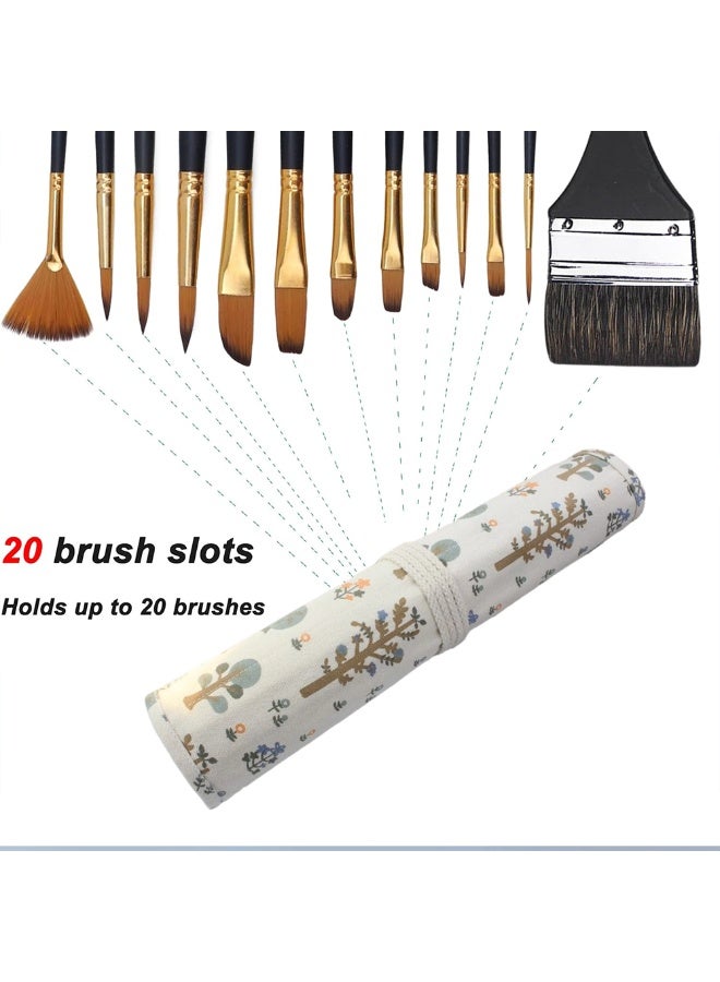 FDTY 1Pcs Paint Brush Holder, 20 Slots Storage,Artist Brush Holder & Storage Organizer Roll-Up Case Bag,Protect Acrylic Oil Watercolor Paintbrushes 15.75 * 14.9 in - Image 4