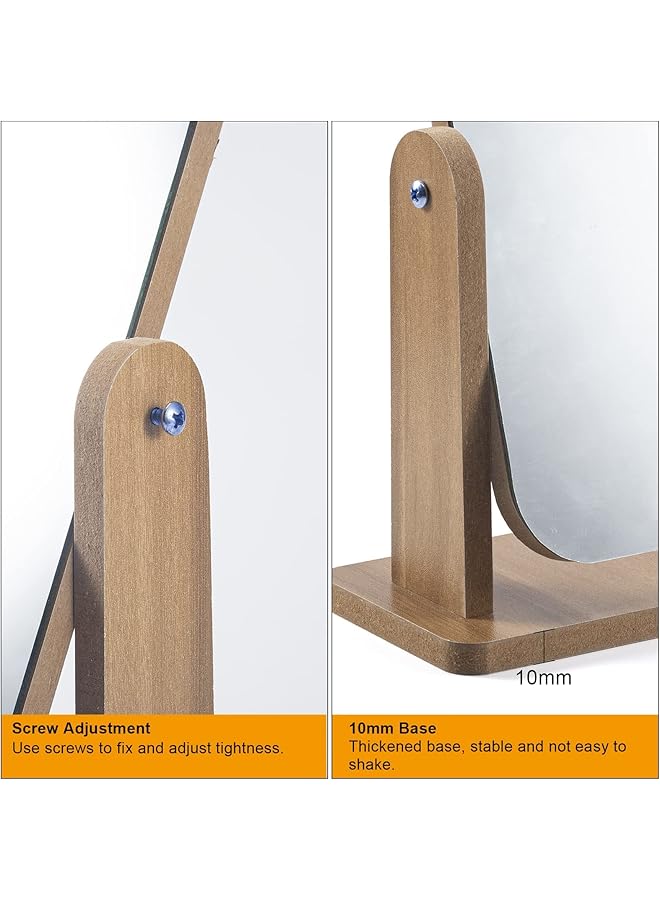 erorex Double Sided 3X Magnifying Makeup Mirror With Bamboo Stand Small Desk Table Mirror With 360° Rotation Standing Portable Cosmetic Mirror Good For Shower Shaving And Traveling Khaki - Image 5