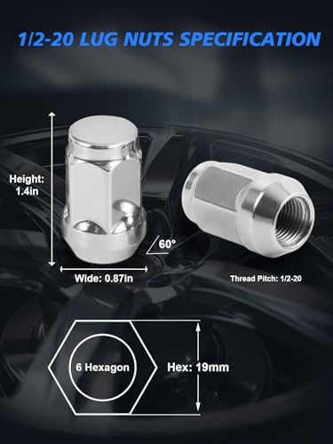 TAGMORE 20pcs 1220 Lug Nuts Compatible with 19872018 Jeep Wrangler 19932010 Grand Cherokee 19942001 Dodge Ram 1500 19912019 Ford Explorer OnePiece Design Factory Chrome Wheel Lug Nut Set - Image 3