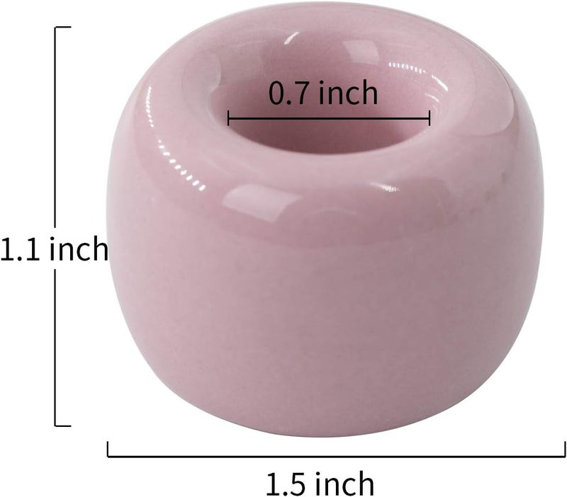 amoon Mini Ceramic Toothbrush Holder for Bathroom - Pink Small Countertop Organizer, Easy Clean Toothbrush Stand, Suit for Electric Toothbrush Head, Pens & Coffee Spoon, Pack of 2 - Image 2
