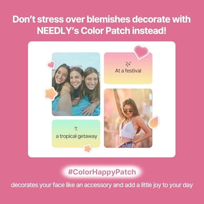 NEEDLY Patch for Blemishes Colorful, 12 Patches | Hydrocolloid Microdart Pimple Patch, Cute Star, Heart & Teardrop Micropoint Acne Patch for Early-Stage Zits and Deep Pimples, Korean Skin Care - Image 3