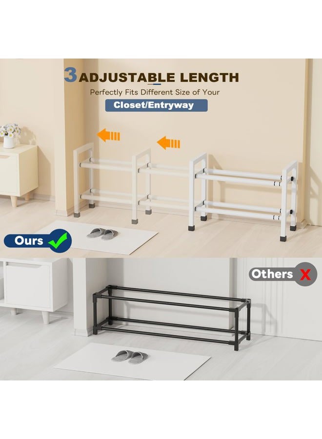 Mavivegue Expandable Shoe Rack, 2-Tier 19"-43.3" Adjustable Shoe Rack for Closet,Hall Entryway,Front Door,Garage, Sturdy Steel Space-Saving Rack, White​ - Image 3