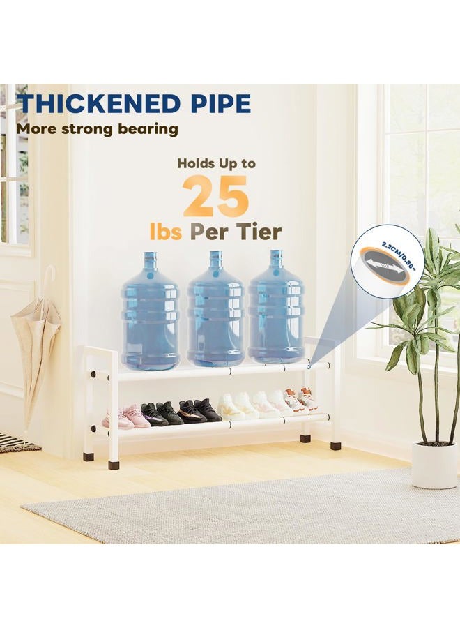 Mavivegue Expandable Shoe Rack, 2-Tier 19"-43.3" Adjustable Shoe Rack for Closet,Hall Entryway,Front Door,Garage, Sturdy Steel Space-Saving Rack, White​ - Image 4