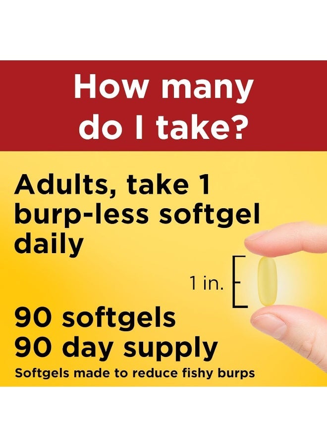 Nature Made Burp-Less Ultra Omega-3 Fish Oil 1400mg – 90 Softgels – One Per Day – Heart Health Support – High Potency Omega-3 Supplement – Enteric Coated to Reduce Fishy Aftertaste - Image 5