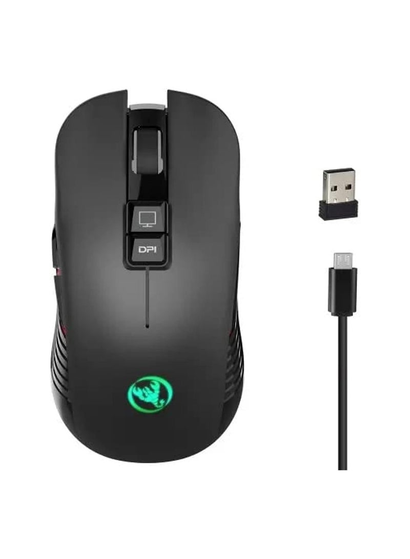 HXSJ T30 Wireless Gaming Mouse 3600 DPI Rechargeable 7 Color Back-light Breathing Comfort Gamer Mice For Computer Desktop Laptop - Image 1