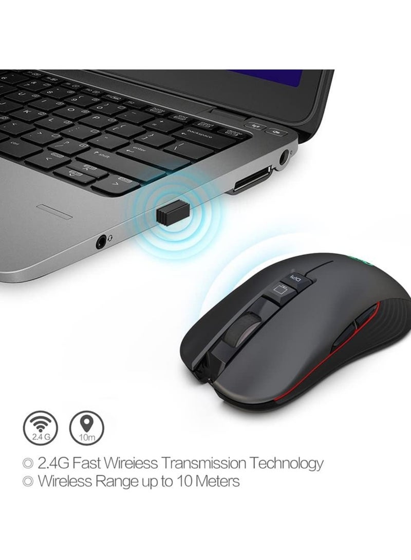 HXSJ T30 Wireless Gaming Mouse 3600 DPI Rechargeable 7 Color Back-light Breathing Comfort Gamer Mice For Computer Desktop Laptop - Image 4