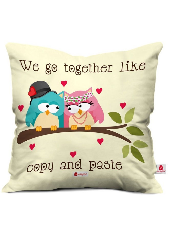 Indigifts Indigifts Satin Conjugated Fibre Love Quote Cushion Cover with Filler (Standard, 12 X 12 Inch, White).  - Image 1