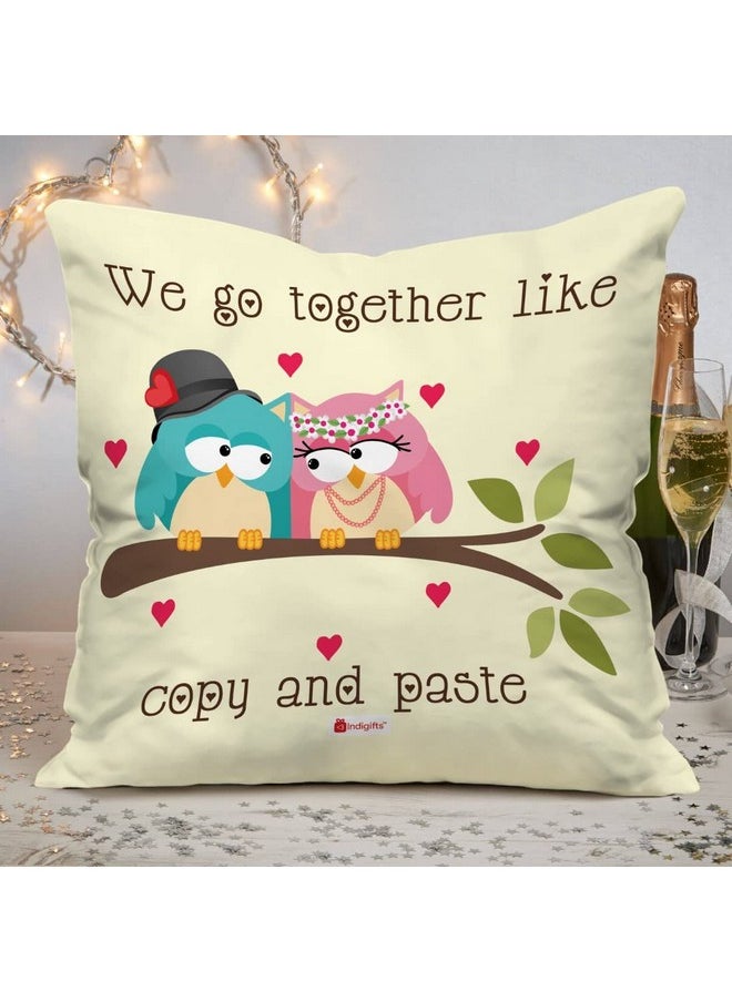 Indigifts Indigifts Satin Conjugated Fibre Love Quote Cushion Cover with Filler (Standard, 12 X 12 Inch, White).  - Image 2