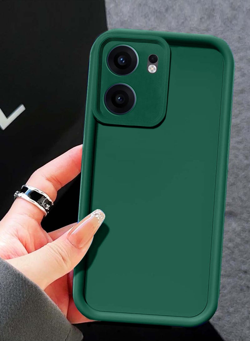 Wtech Oppo Reno13 F 4G/5G 2025 Premium Soft Liquid Silicone Full Protective Raised Lips Edges and Camera Case Cover (MCRPSN) - Dark Green - Image 2