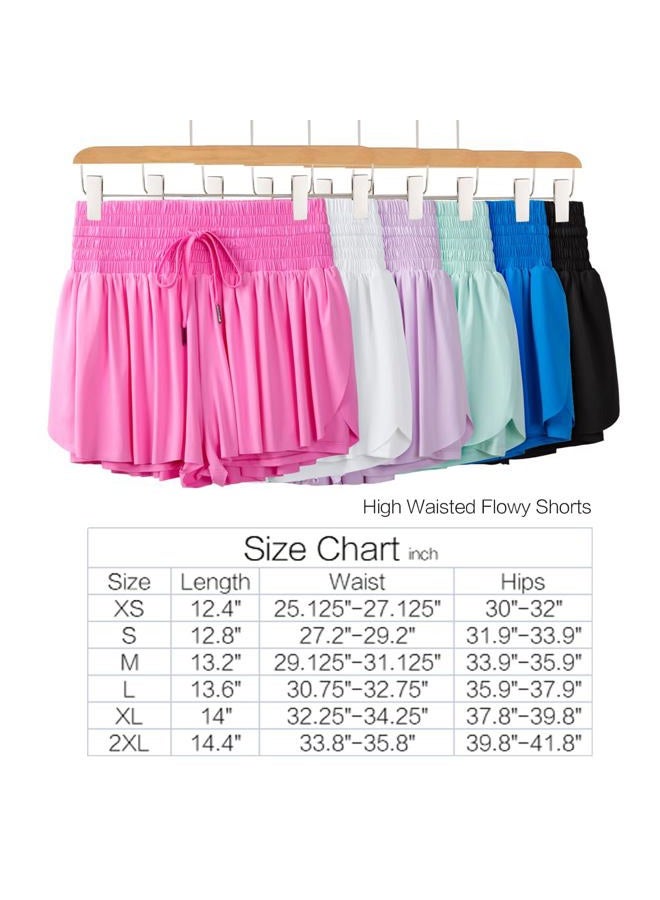 Blaosn Flowy Athletic Shorts for Women High Waisted Gym Yoga Workout Running Spandex Tennis Skirts Cute Clothes Summer, Lavender, XXL - Image 3