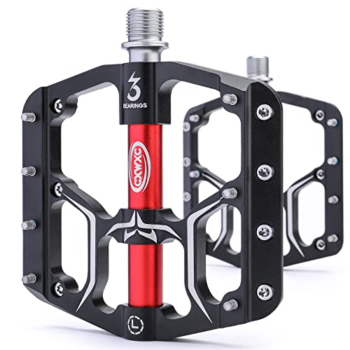 CXWXC Road/Mountain Bike Pedals - 3 Bearings 9/16” Aluminum Alloy Bicycle Pedals - Mountain Bike Pedal with Removable Anti-Skid Nails - Image 1
