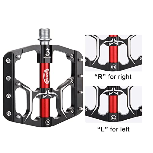 CXWXC Road/Mountain Bike Pedals - 3 Bearings 9/16” Aluminum Alloy Bicycle Pedals - Mountain Bike Pedal with Removable Anti-Skid Nails - Image 5