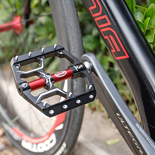 CXWXC Road/Mountain Bike Pedals - 3 Bearings 9/16” Aluminum Alloy Bicycle Pedals - Mountain Bike Pedal with Removable Anti-Skid Nails - Image 2