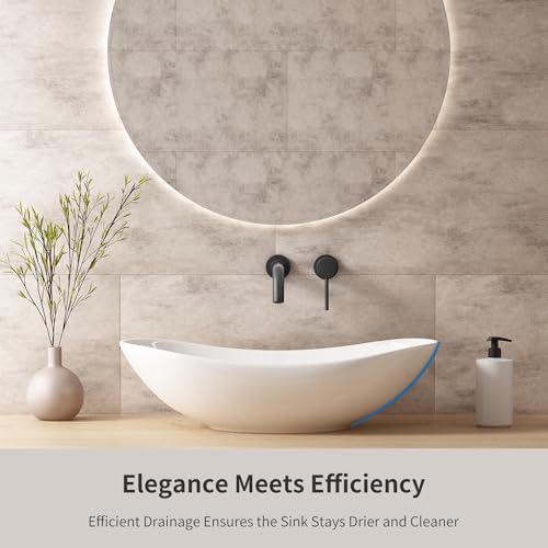 OCEALAGOON Large Bathroom Vessel Sinks: 24″x14″ Oval Bathroom Sink Bowl, Countertop Bathroom Sinks Ceramic Bathroom Vanity Sink Modern Vessel Sinks for Bathrooms - Image 2
