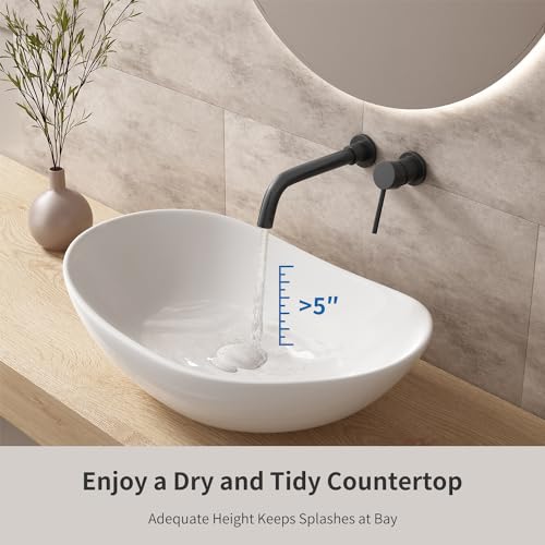 OCEALAGOON Large Bathroom Vessel Sinks: 24″x14″ Oval Bathroom Sink Bowl, Countertop Bathroom Sinks Ceramic Bathroom Vanity Sink Modern Vessel Sinks for Bathrooms - Image 4