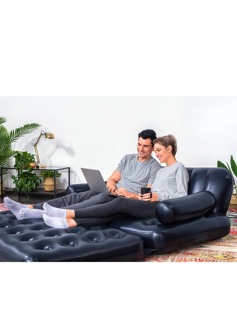 Bestway - Double 5-In-1 Multifunctional Couch With Sidewinder 2 Seater Ac Air Pump Black 188x152x64cm - Image 1