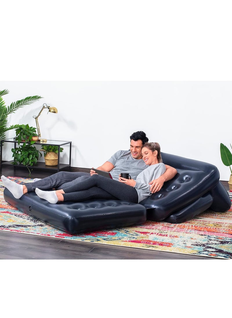 Bestway - Double 5-In-1 Multifunctional Couch With Sidewinder 2 Seater Ac Air Pump Black 188x152x64cm - Image 1