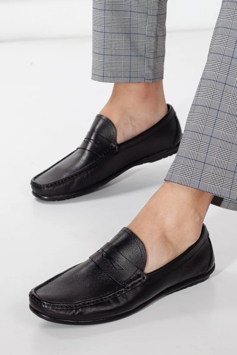 Dilimler Ayakkabı Genuine Leather College Men's Black Loafer Shoes