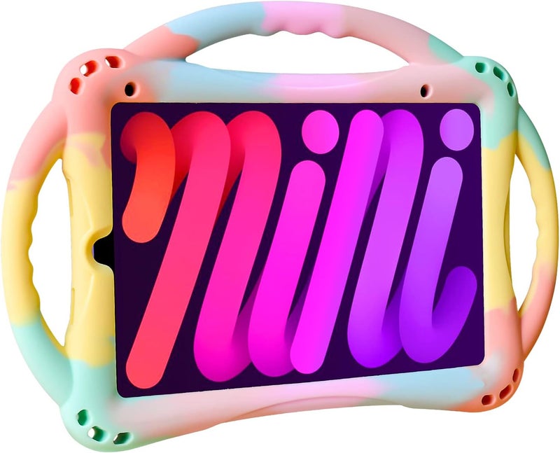 TopEsct Kids Case for iPad Mini 7 (A17 Pro) 2024 /iPad Mini6 2021, Shockproof Silicone Cover with Handle Stand for 8.3" iPad Mini 6th/7th Gen,Rainbow - Image 1