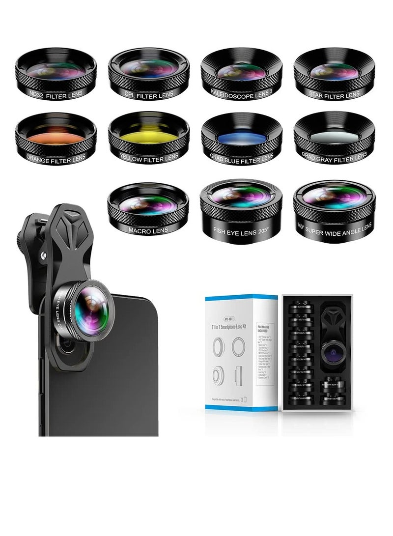 مياو لاب مجموعة عدسات كاميرا الهاتف 11 في 1 وعدسة واسعة الزاوية وعدسة ماكرو وعدسة عين السمكة متوافقة مع جميع الهواتف الذكية - Image 1