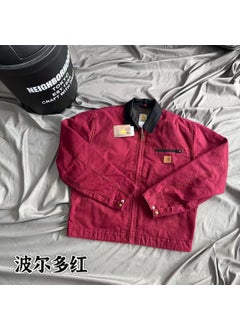 Vintage Style J97 Heavy Duty American Washing Jacket Canva Loose Fit Plus Size Special Occasion Jacket Rare Color Bordeaux red