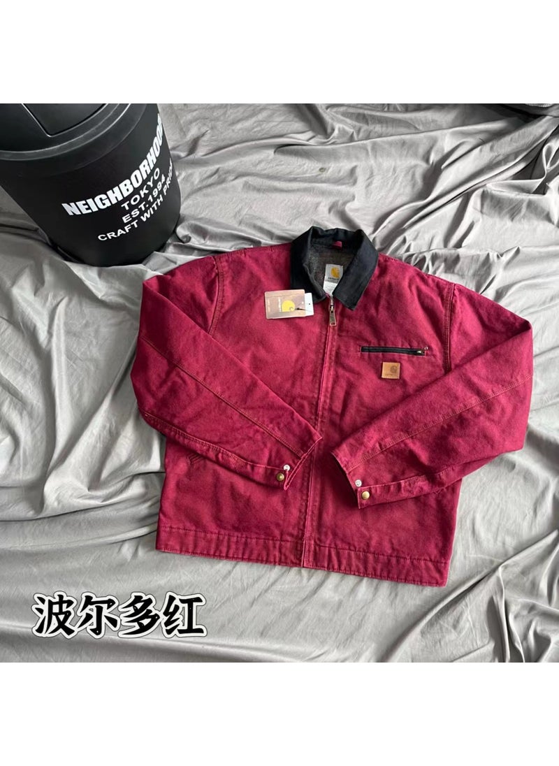 Generic - Vintage Style J97 Heavy Duty American Washing Jacket Canva Loose Fit Plus Size Special Occasion Jacket Rare Color Bordeaux red - Image 1