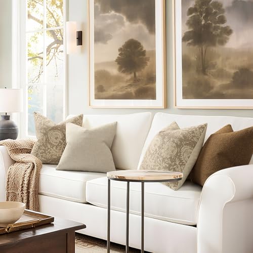 DKwizme Vintage Floral Print Throw Pillow Covers 18x18 Set of 2 Neutral Modern Farmhouse Pillowcases Accent Decorative Cushion Covers Boho Home Decor for Couch Sofa Chair Bed Living Room, Latte - Image 4