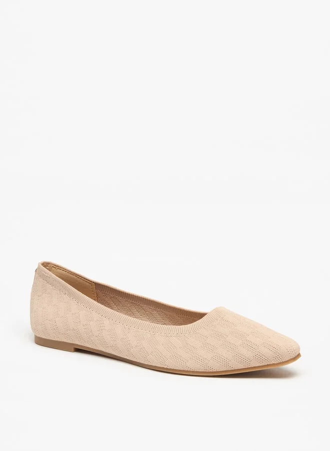 Flora Bella By Shoexpress Women's Textured Slip-On Pointed Toe Ballerina Shoes