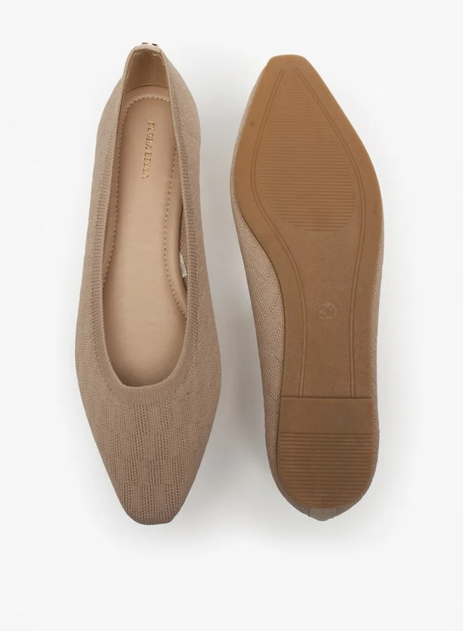 Flora Bella By Shoexpress Women's Textured Slip-On Pointed Toe Ballerina Shoes