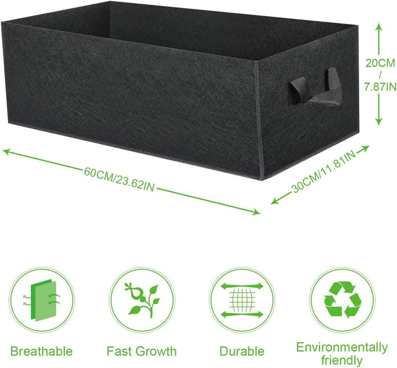 ANGELIOX 3-Pack Grow Bags, 10 Gallon Heavy Duty 300G Thickened Nonwoven Fabric Raised Garden Bed Square Flower Planter Containers for Carrot Onion,Flowers,Fruit/Growing Pots with Handles(60x30x20cm) - Image 3