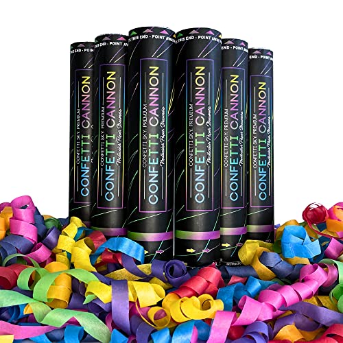 Confetti Sky 6 Pack 12 Inch Confetti Cannons Multicolor Streamers Poppers for Wedding Celebration Birthday Party Pranks Graduation Christmas Eve and New Year Celebration - Image 1