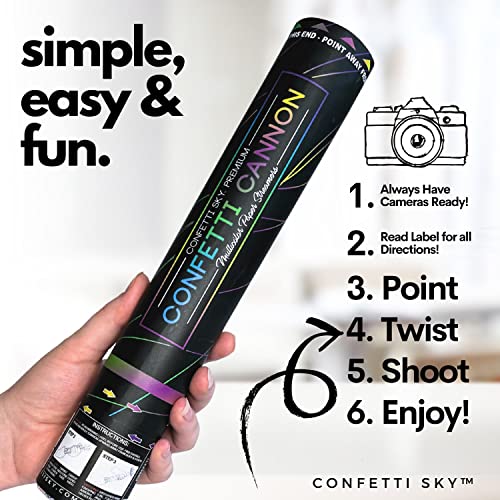 Confetti Sky 6 Pack 12 Inch Confetti Cannons Multicolor Streamers Poppers for Wedding Celebration Birthday Party Pranks Graduation Christmas Eve and New Year Celebration - Image 5