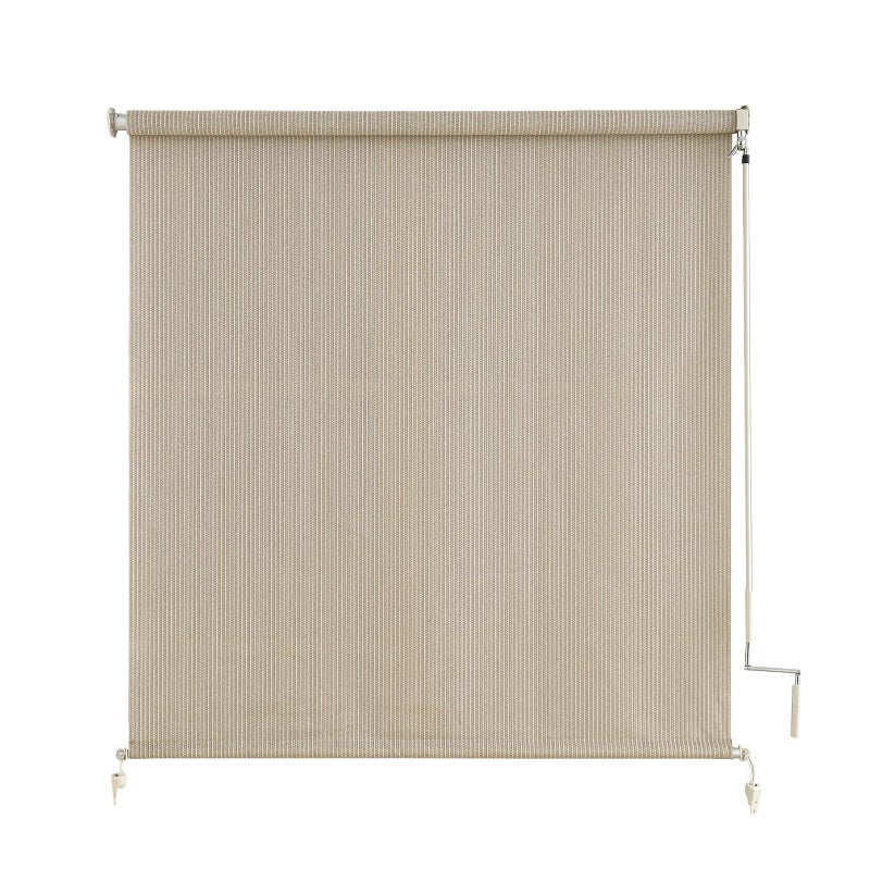 sunoff Cordless Sun Shades Outdoor Patio, Roller Up Blinds with Shade Cloth for Porch, Outdoor Roller Shades for Gazebo Pergola Balcony Backyard, 2 Poles & 1 Fabric, Sesame, 72" Wx72 H - Image 1