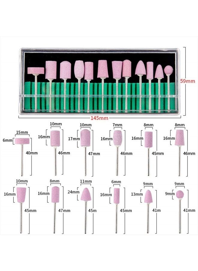 Luzen 12Pcs Nail Drill Bits Polishing Buffing Electric Manicure Head Replacement Grinding Head with Case for Manicure Pedicure Nail Art Salon Polishing Tools, Pink - Image 3