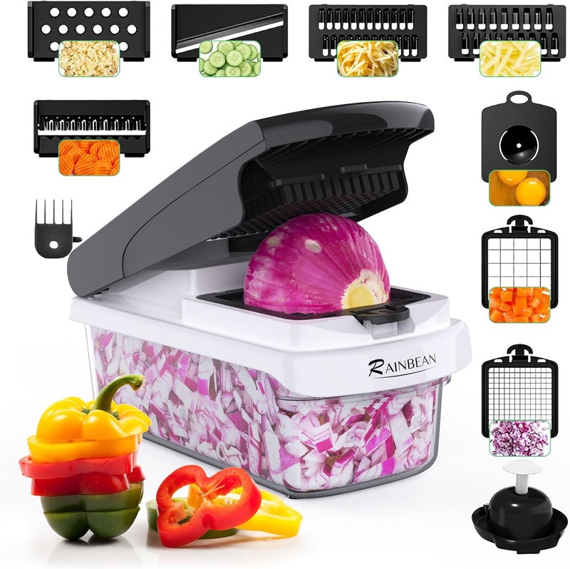 RAINBEAN Vegetable Chopper - Mandoline Slicer, Onion Veggie Food Chopper with Container, Cucumber Potato Slicer, Salad Chopper Tool, 15 in 1 Kitchen Gadgets, Perfect for Cooking House Warming Gifts - Image 1