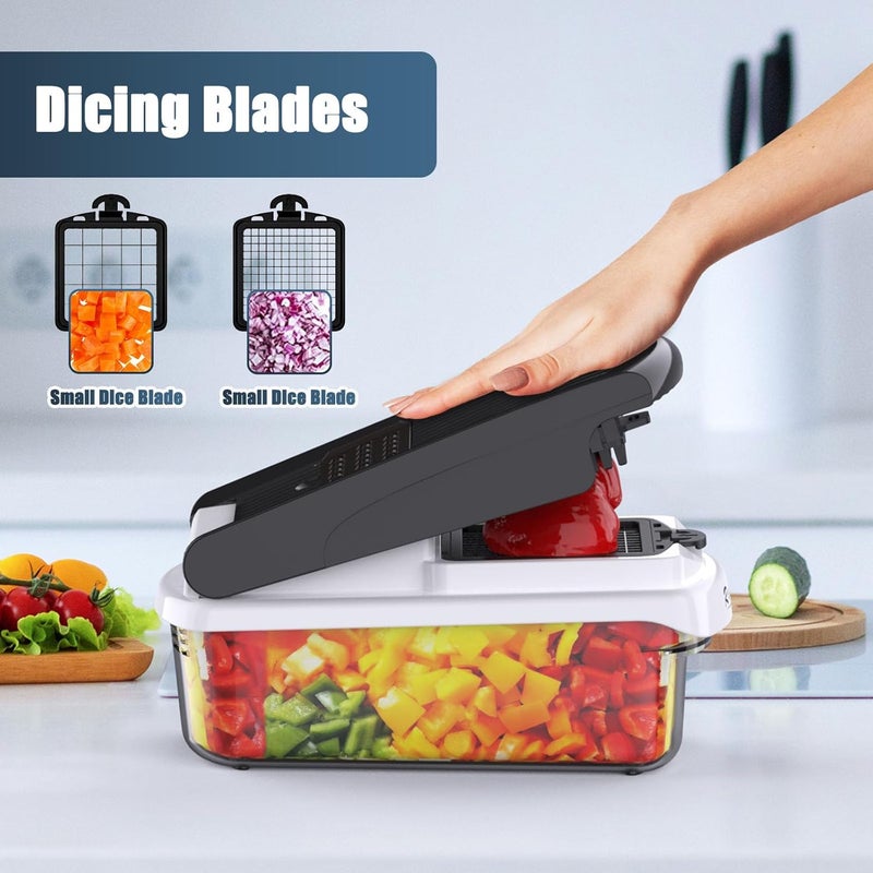 RAINBEAN Vegetable Chopper - Mandoline Slicer, Onion Veggie Food Chopper with Container, Cucumber Potato Slicer, Salad Chopper Tool, 15 in 1 Kitchen Gadgets, Perfect for Cooking House Warming Gifts - Image 3
