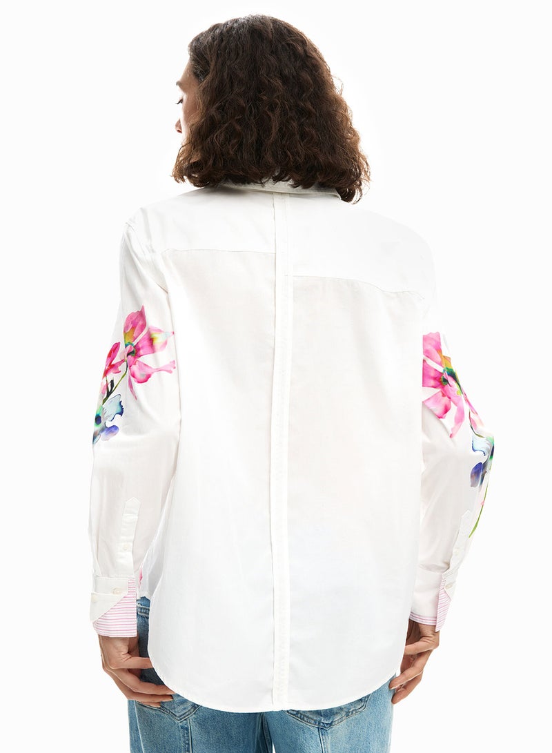 DESIGUAL Long-Sleeved Shirt With A Pleated Design And A Print - Image 5