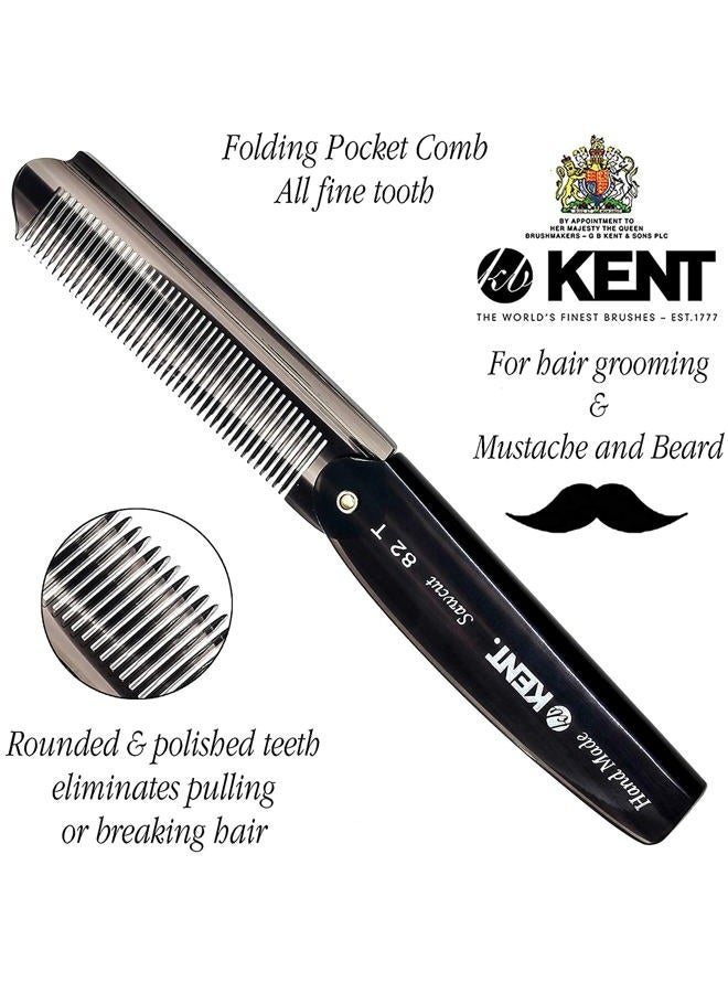 KENT مشط جيب قابل للطي مصنوع يدويًا من كينت 82T للرجال، مشط شعر بأسنان دقيقة لتصفيف الشعر والعناية اليومية، لللحية أو الشارب، يمكن استخدامه جافًا أو مع بلسم، مصقول يدويًا بقص المنشار، صنع في إنجلترا - Image 5