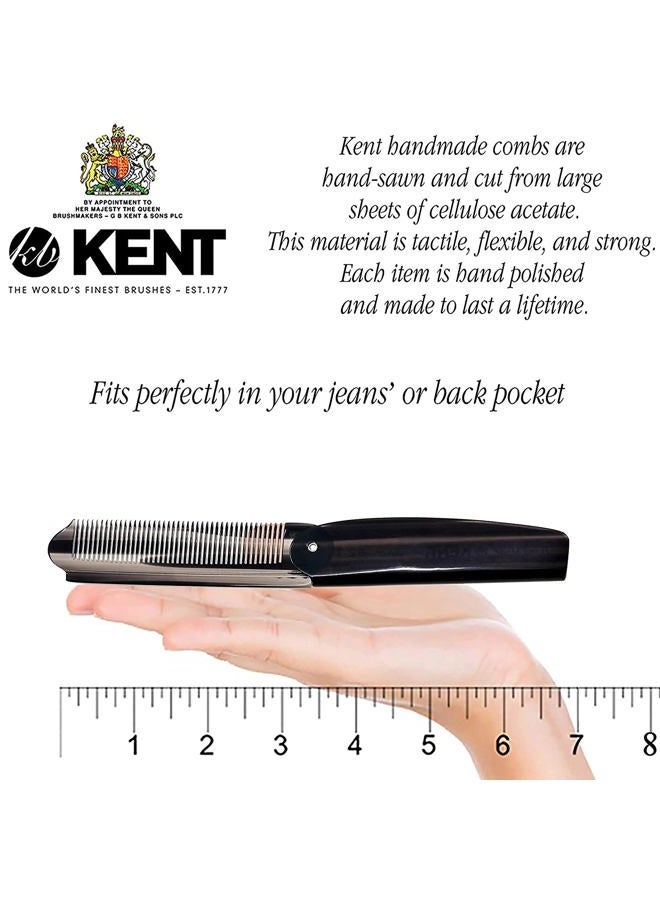 KENT مشط جيب قابل للطي مصنوع يدويًا من كينت 82T للرجال، مشط شعر بأسنان دقيقة لتصفيف الشعر والعناية اليومية، لللحية أو الشارب، يمكن استخدامه جافًا أو مع بلسم، مصقول يدويًا بقص المنشار، صنع في إنجلترا - Image 3