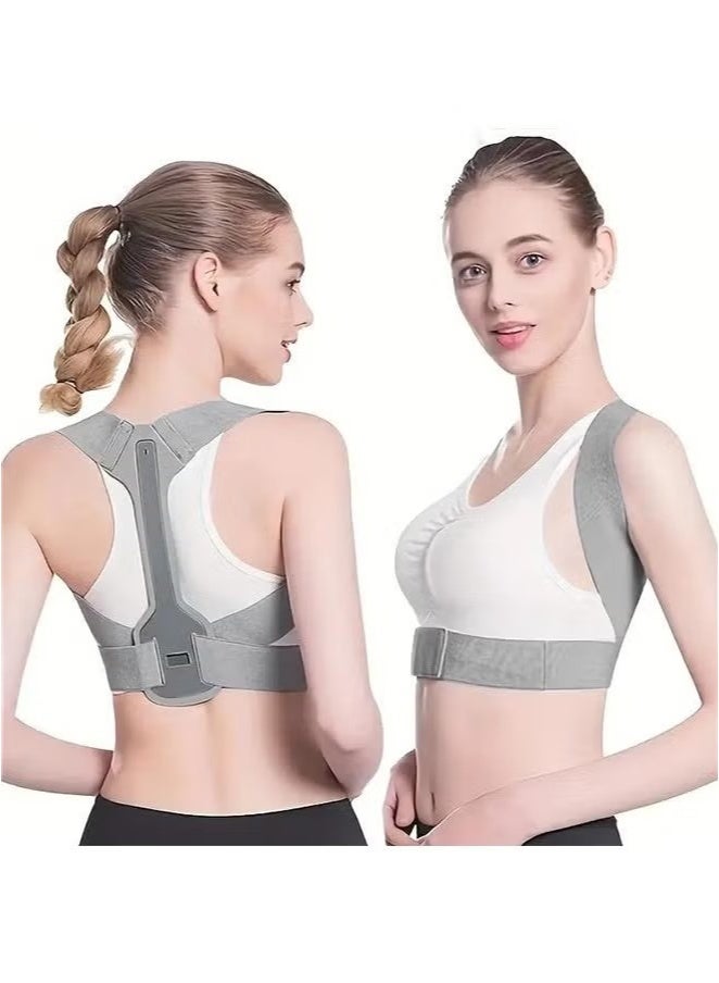 Back Brace and Posture CorreActor for Men and Women, Spinal Corrector，Adjustable Back Brace for Hunchback and Posture Support, Relieves Shoulder-Neck-Back Pain (Grey/Size:M) - Image 1