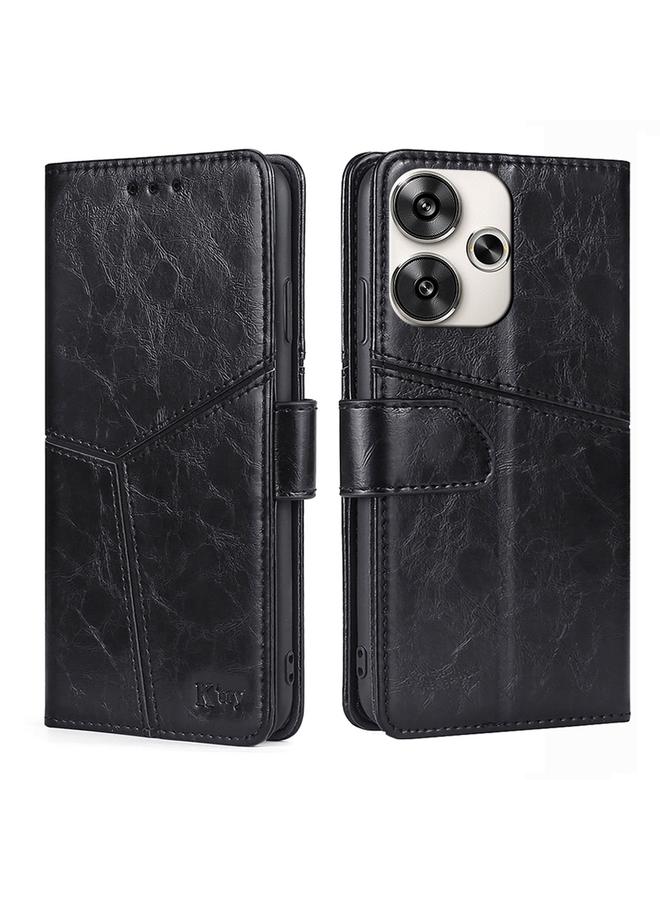 The Bros Case For Xiaomi Redmi Turbo 3 5G Geometric Stitching Leather Phone Case
