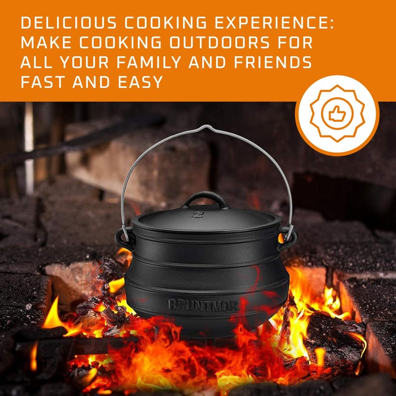 Bruntmor Bruntmor Pre-Seasoned Cast Iron Cauldron - 6 Quart African Potjie Pot with Lid - 3-Legged Dutch Oven for Camping and Over-the-Fire Cooking - Durable Outdoor Cookware for Stews, Chili, and Slow Cooking  - Image 5