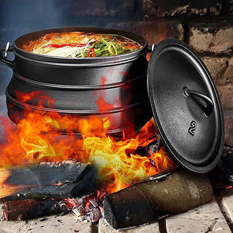Bruntmor Bruntmor Pre-Seasoned Cast Iron Cauldron - 6 Quart African Potjie Pot with Lid - 3-Legged Dutch Oven for Camping and Over-the-Fire Cooking - Durable Outdoor Cookware for Stews, Chili, and Slow Cooking  - Image 4