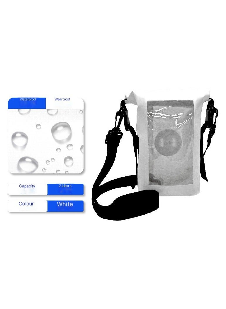 2L Waterproof Bag Outdoor Bag Transparent PVC Touchable Cell Phone Waterproof Pouch Swimming Waterproof Bag (White) - Image 2