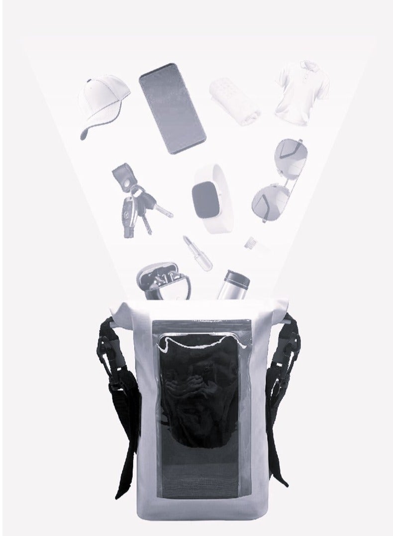 2L Waterproof Bag Outdoor Bag Transparent PVC Touchable Cell Phone Waterproof Pouch Swimming Waterproof Bag (White) - Image 1