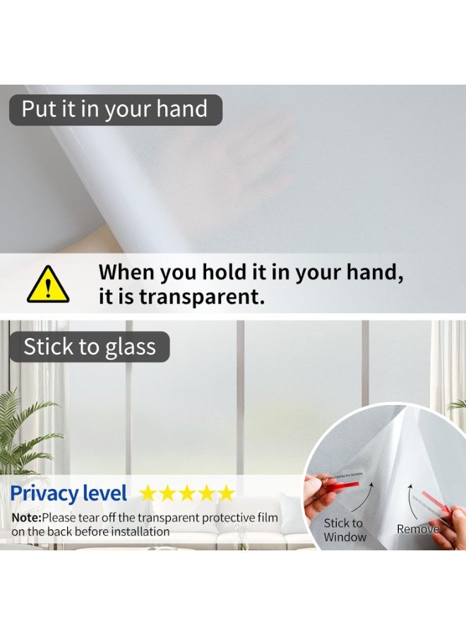 Relex Window Film Privacy Film Frosted Glass Static Cling UV Sun Blocking Heat Control Window Tint Day and Night Insulation Home Bathroom(Frosted,45x200cm) - Image 5