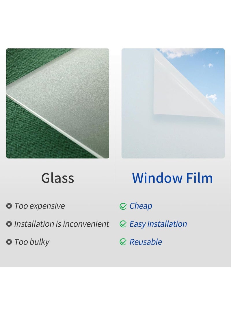 Relex Window Film Privacy Film Frosted Glass Static Cling UV Sun Blocking Heat Control Window Tint Day and Night Insulation Home Bathroom(Frosted,45x200cm) - Image 4